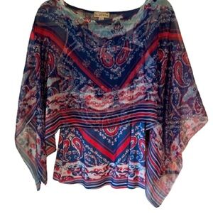 Live and Let Live Paisley Blouse - Blue and Red